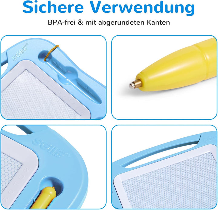 SGILE Magnetische Maltafel Zaubertafel Kinder, 25×18 cm Magnet Magnettafel mit 4 Stempeln, Kreatives