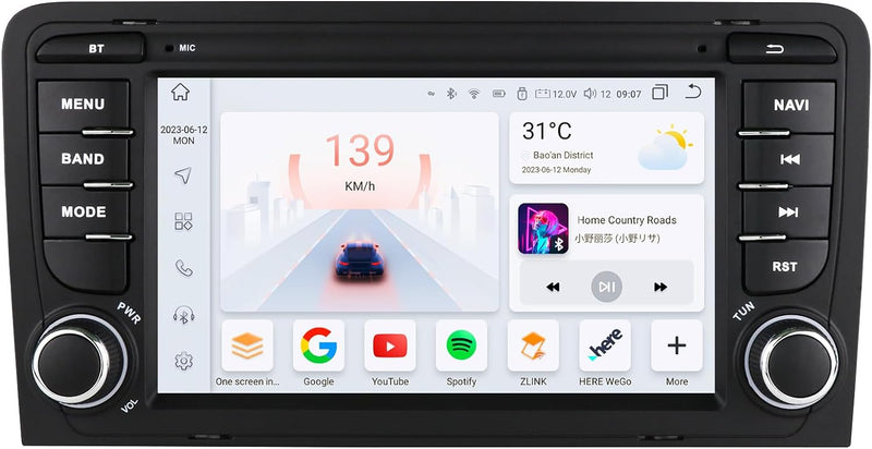 Android 12 Autoradio 7 Zoll Touchscreen 8-Kern Für Audi A3 S3 RS3 2003-2012 WiFi CarPlay/Android Aut