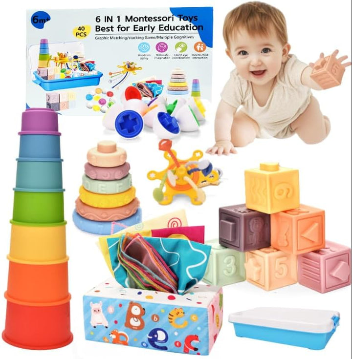 Baby Spielzeug für 6 bis12 Monate,Montessori Spielzeug für ab 1 Jahre,Sensorisches Baby Toys 6 in 1