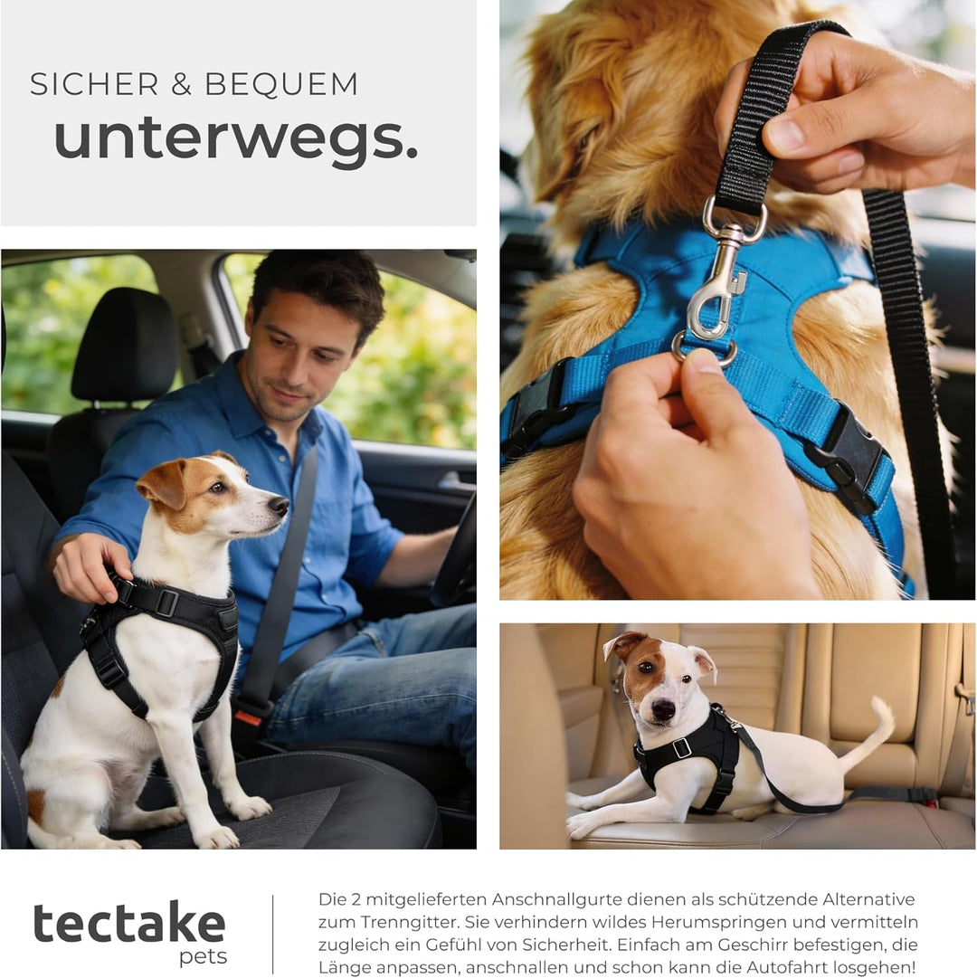 tectake® Hundegitter Auto, universal Hundeschutzgitter mit Variabler Breite, mobiler Kofferraumschut