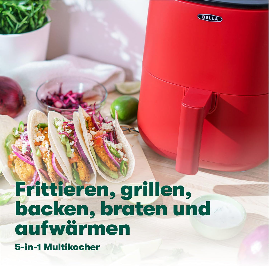 bella 3 L Touchscreen-Heissluftfritteuse, ölfreies Frittieren, spülmaschinenfeste Antihaft-Pfanne un