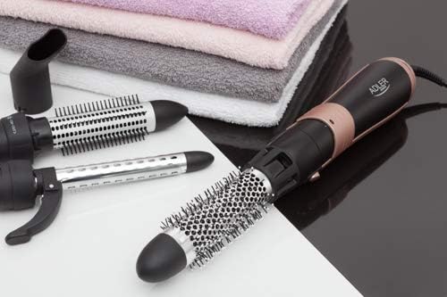 ADLER EUROPE AD 2022 Haarstyler 1200W – 6 abnehmbare Bürsten, 3 Temperaturstufen, drehbare Schnur, g