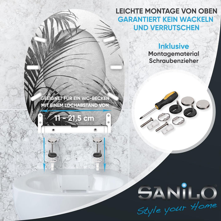 Sanilo WC Sitz mit Absenkautomatik & Schnellverschluss, Toilettendeckel per Knopfdruck abnehmbar, ei