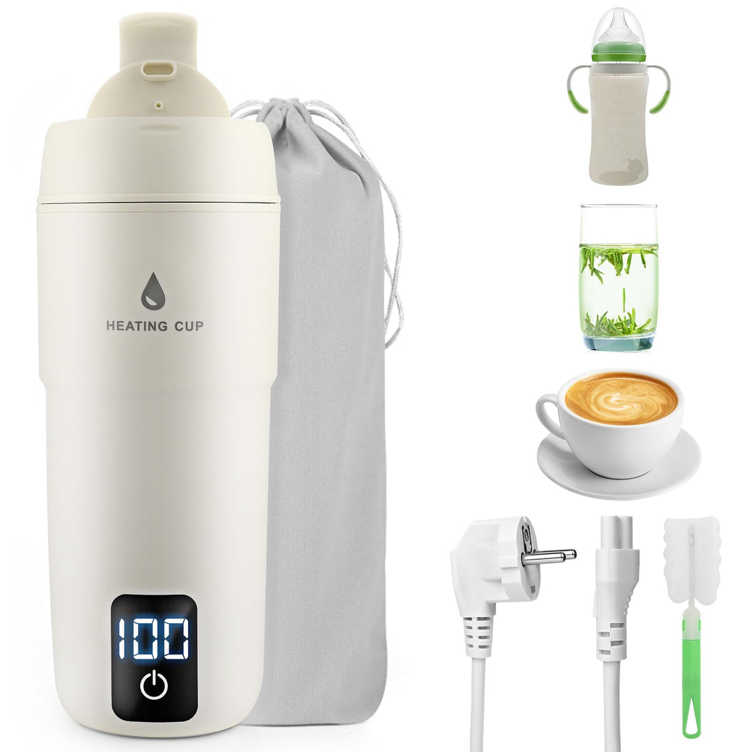 GuKKK Reisewasserkocher Klein Elektrische, 350ML Tragbarer Wasserkocher Mini Wassertasse Edelstahl 3