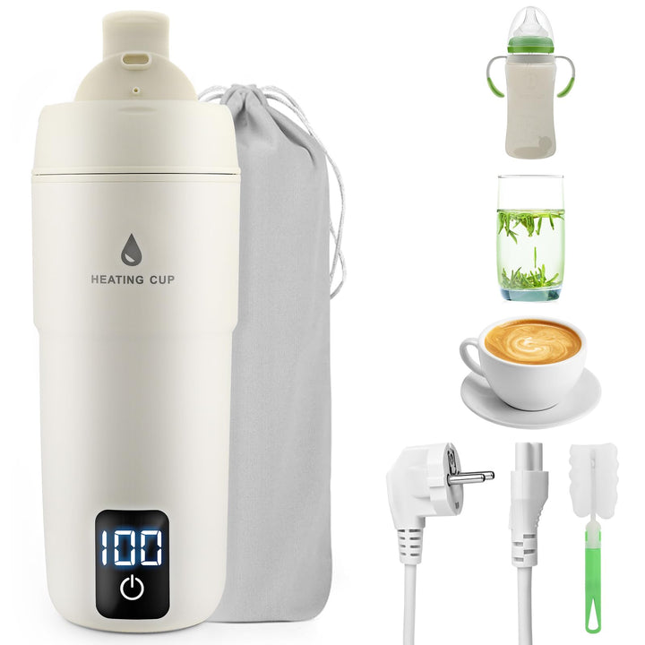 GuKKK Reisewasserkocher Klein Elektrische, 350ML Tragbarer Wasserkocher Mini Wassertasse Edelstahl 3
