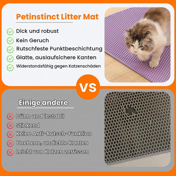 Katzenklo Matte, 116x66cm Riesiger Doppelschichtiger Katzenklo Unterleger, wasserdichte Langlebige E