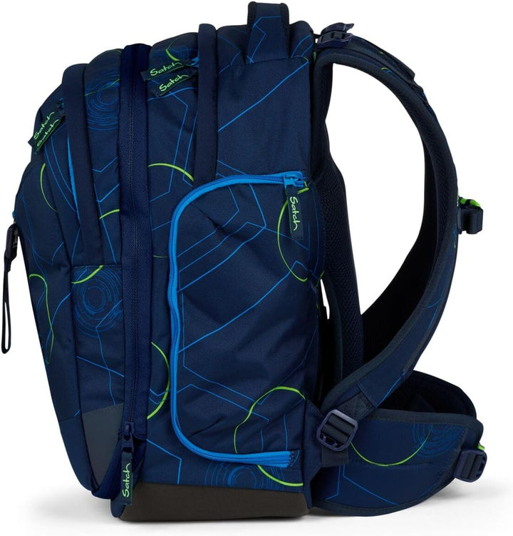 Satch Match Schulrucksack Set 2tlg. inkl. Schlamperbox Blue Tech, Blue Tech