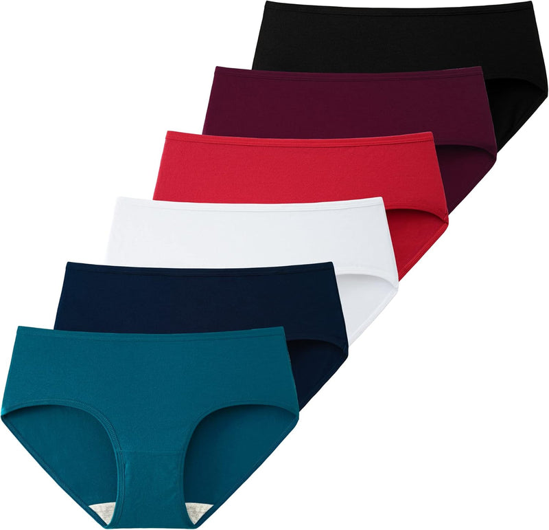 INNERSY Unterhosen Damen Baumwolle Atmungsaktive Hipster Unterwäsche Basic Bequem Panties 6er Pack M