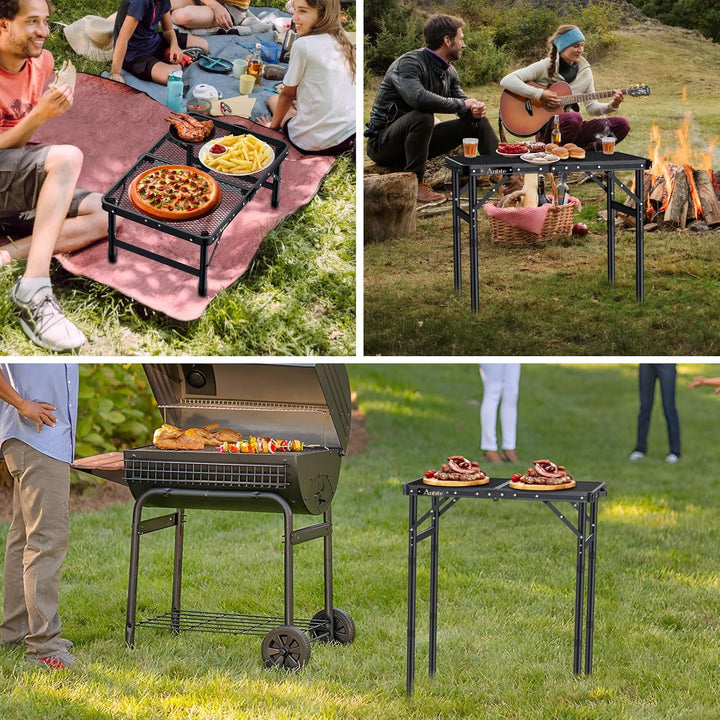 Anbte Campingtisch Klapptisch mit 3 Verstellbare Höhe Falttisch aus Aluminium 60 * 40cm Koffertisch