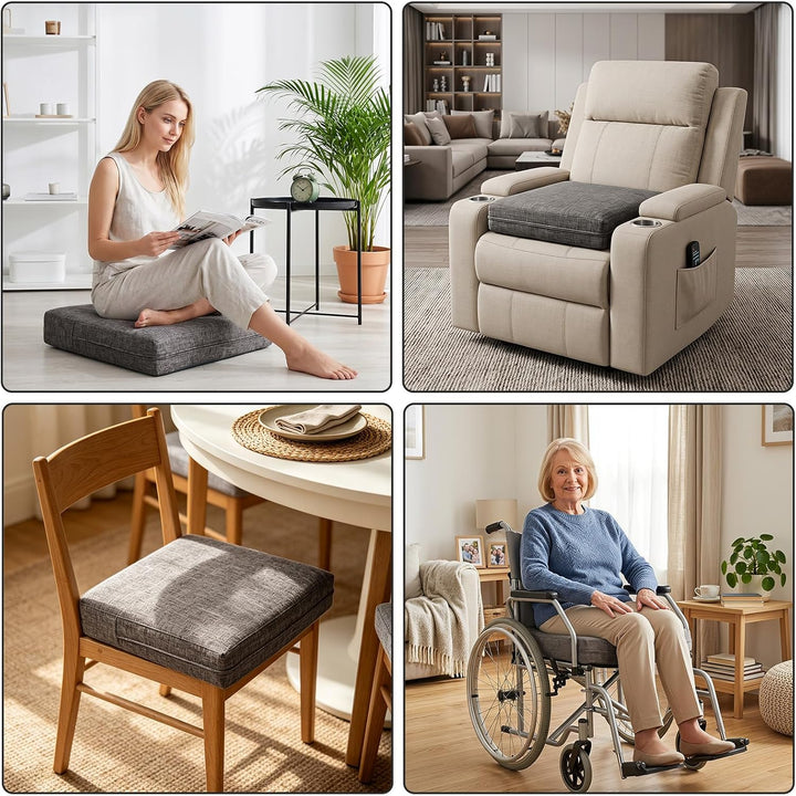 Amagenix Sitzkissen 50x50x12,7 cm, Sitzerhöhung für Stuhl, Sofa & Rollstuhl, rutschfeste Unterseite,