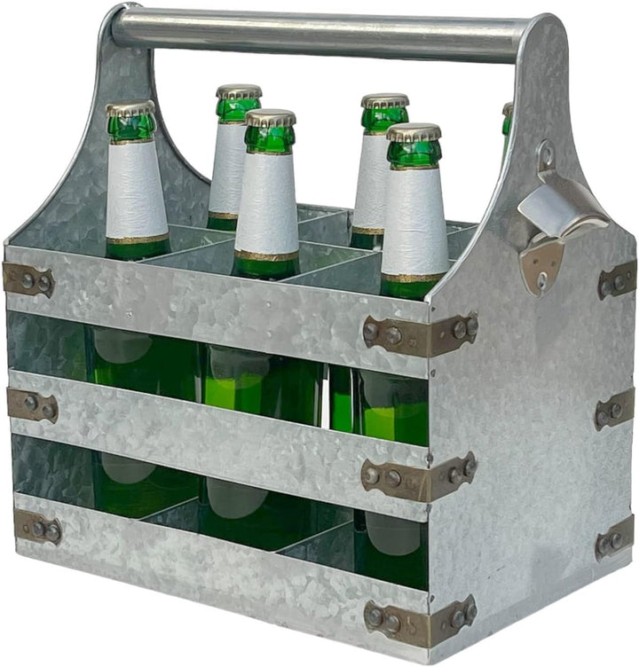 DanDiBo Bierträger Metall mit Öffner 96403 Flaschenträger 6 Flaschen Flaschenöffner Flaschenkorb Män