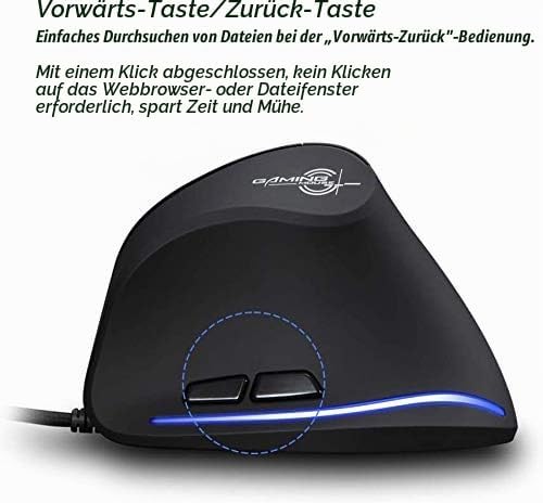 zelotes Ergonomische Maus,3200 DPI,6 Tasten,Vorbeugung Gegen Mausarm,USB Optische Vertikale Maus mit