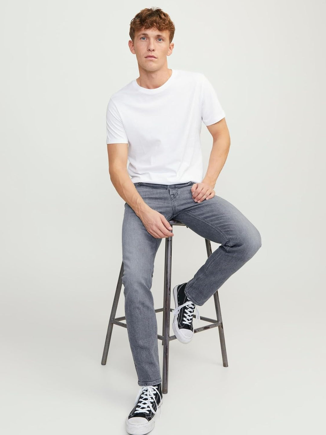 JACK & JONES Herren Jeans JJIMIKE JJORIGINAL AM 422 - Relaxed Fit - Grau - Grey 30W / 34L Grey Denim