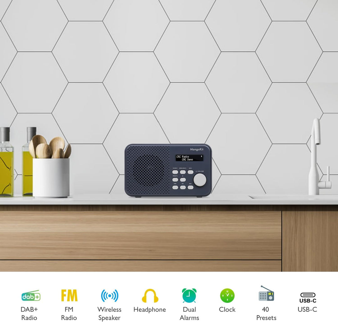 MangoKit MD2 DAB/DAB Plus Radio mit Bluetooth,Digitalradio,UKW Radio, kleines Küchenradio mit Netzbe