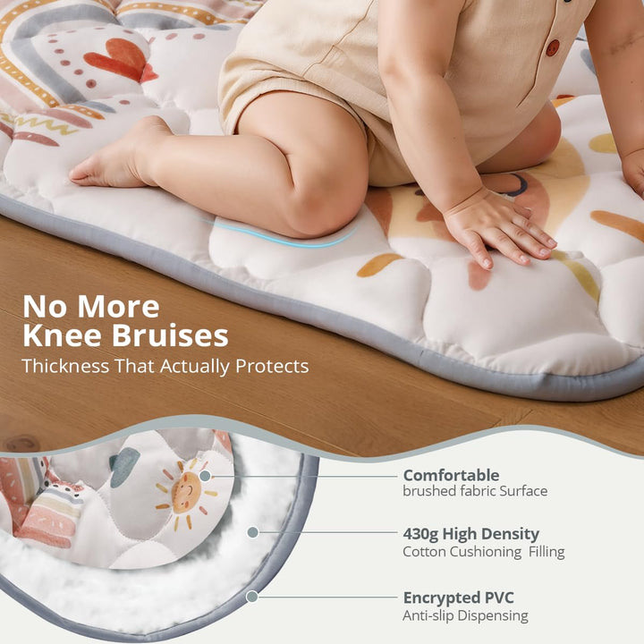 COMOMY Krabbelmatte Baby 127x127 cm, Extra Dicke und Weiche Spielmatte Faltbar, Rutschfeste Schadsto