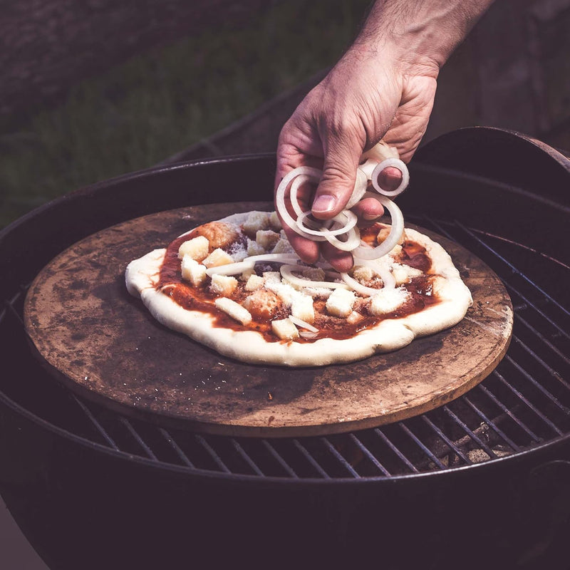 Toboli Pizzastein für Gasofen mit Drehfunktion Ø330mm aus Cordierit bis 500°C für knusprige Pizza