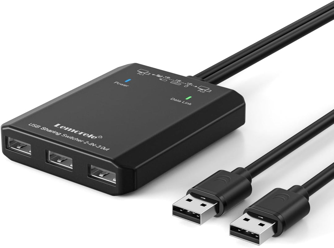 USB Switch Adapter, Lemorele 3 Ports USB Share USB Switch für 2 PCs, 2 In 3 Out USB KVM Switch Hub m