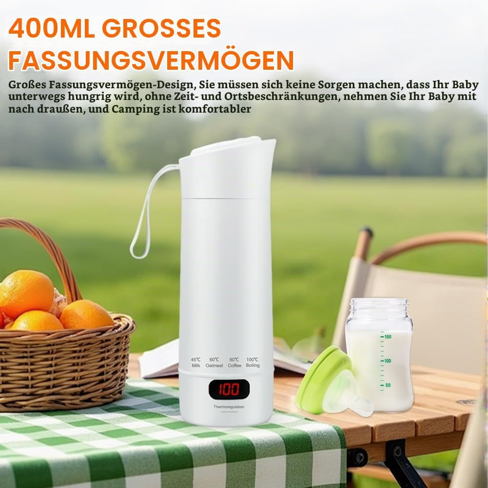 400ML Reise Elektrisch Wasserkocher, 3 in 1 Kleiner Tragbarer Wasserkocher, Mini Electric Kettle mit