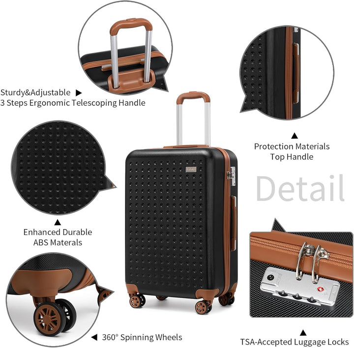 KONO Koffer Trolley Klein Hartschalenkoffer Reisekoffer von ABS Hartschalen Handgepäck mit 4 Spinner