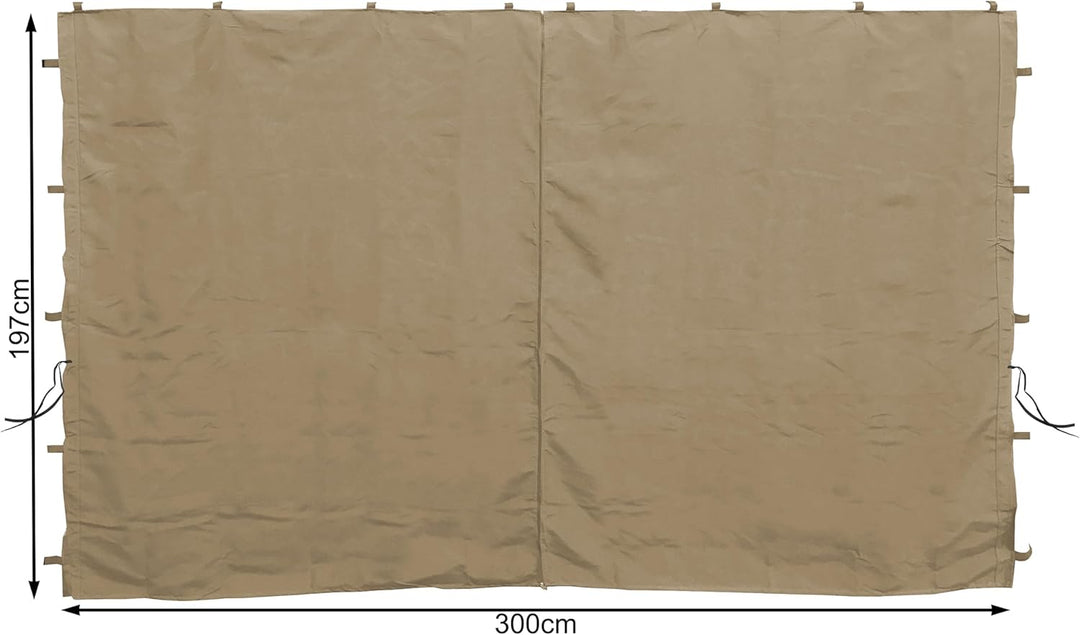 QUICK STAR 2 Seitenteile mit RV 300x195cm für Pavillons 3x3m Seitenwand Beige RAL 1001