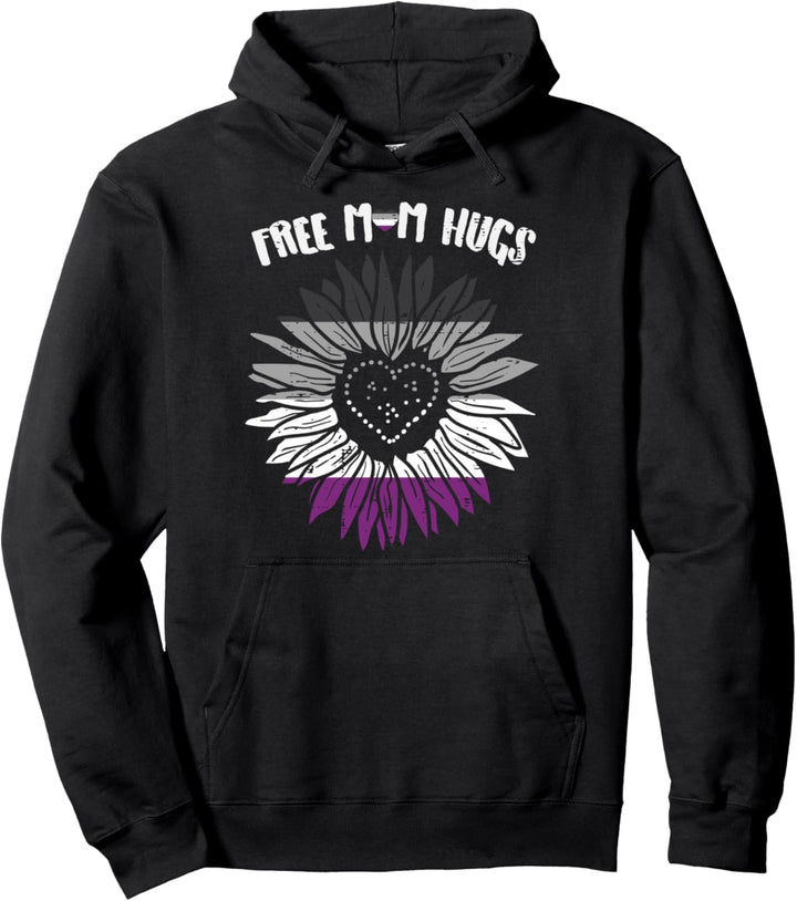 Free Mom Hugs Sunflower Asexual Ace Pride Flag LGBTQ Women Pullover Hoodie
