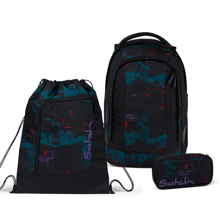 satch Pack Schulrucksack Set 3tlg. mit Schlamperbox und Sportbeutel (Night Vision), Einheitsgrösse