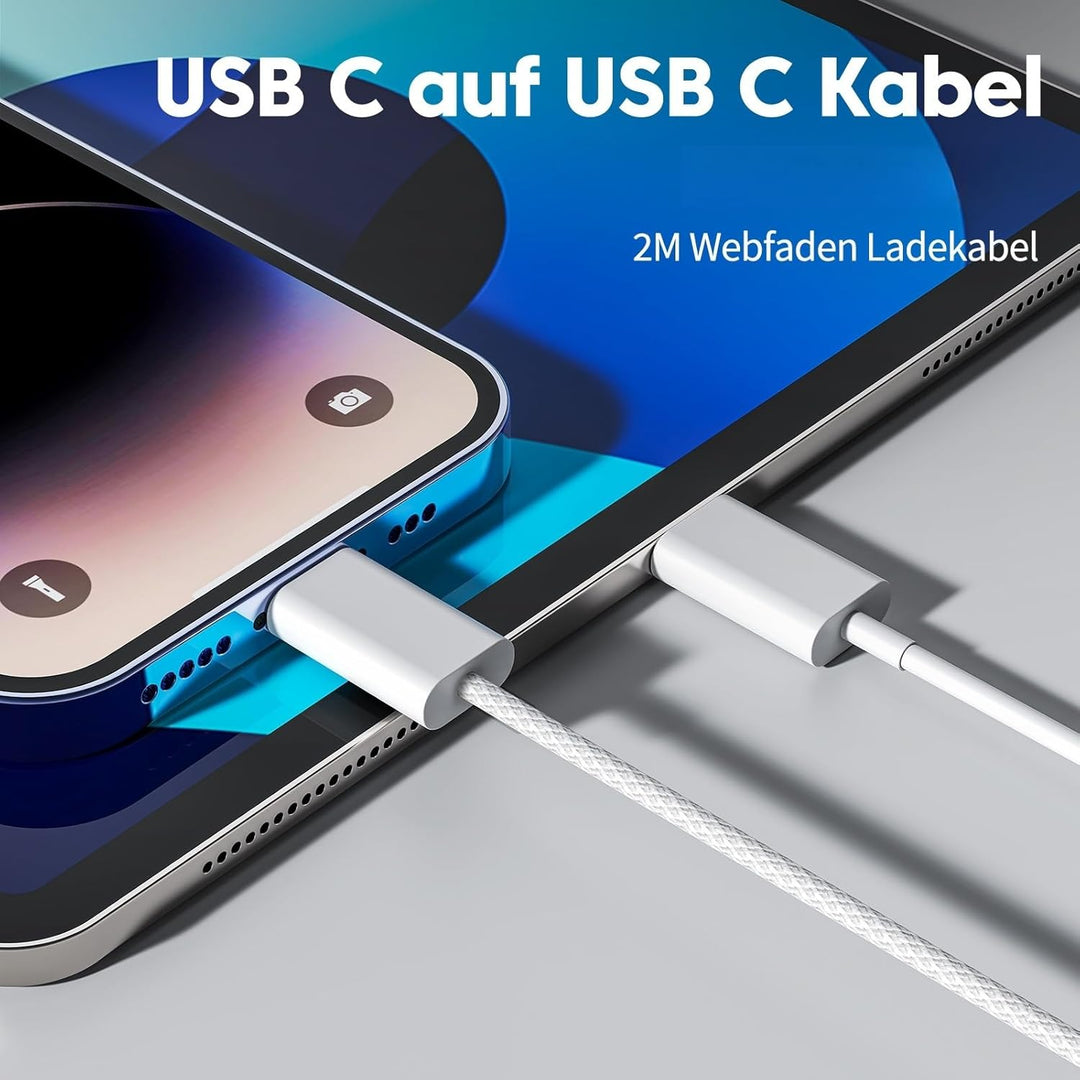 25W USB C Ladegerät 2er-Pack Schnellladegerät mit 2m Ladekabel für iPhone 17/16/15 Serie, USB C Netz