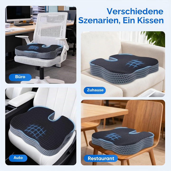 Qutool Sitzkissen, Grosses Ergonomisches Sitzkissen Bürostuhl– Komfortabler Unterstützung, Sitzpolst