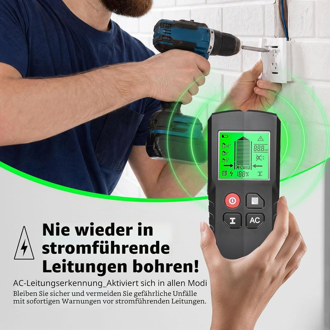 Leitungssuchgerät 5 in 1 Ortungsgerät mit Smart Chip &amp; HD-LCD, Kabelfinder Leitungsfinder für Stroml