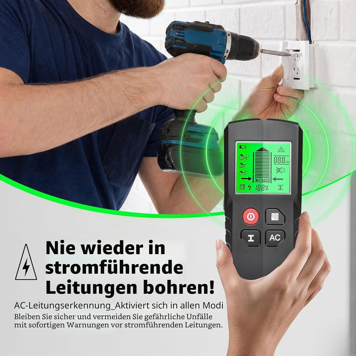Leitungssuchgerät 5 in 1 Ortungsgerät mit Smart Chip &amp; HD-LCD, Kabelfinder Leitungsfinder für Stroml