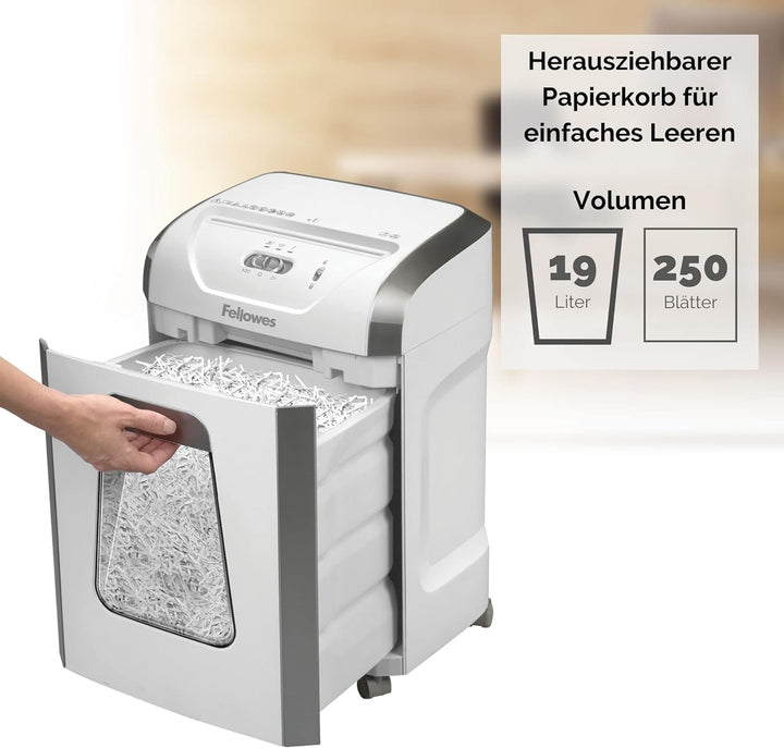 Fellowes Aktenvernichter, Papierschredder für 12 Blatt Partikelschnitt, Aktenvernichter P4, Schredde