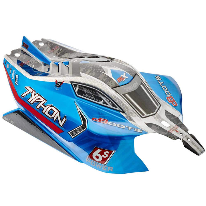1/8 Lackierte Karosserie mit Abziehbildern, Blau: TYPHON 6S BLX
