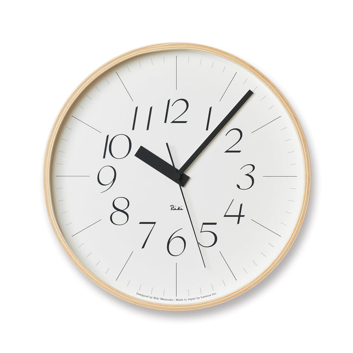 Lemnos Wanduhr Riki Clock Optima M/Designer Wanduhr ohne Tickgeräusche aus Japan/Wanduhr modern mit