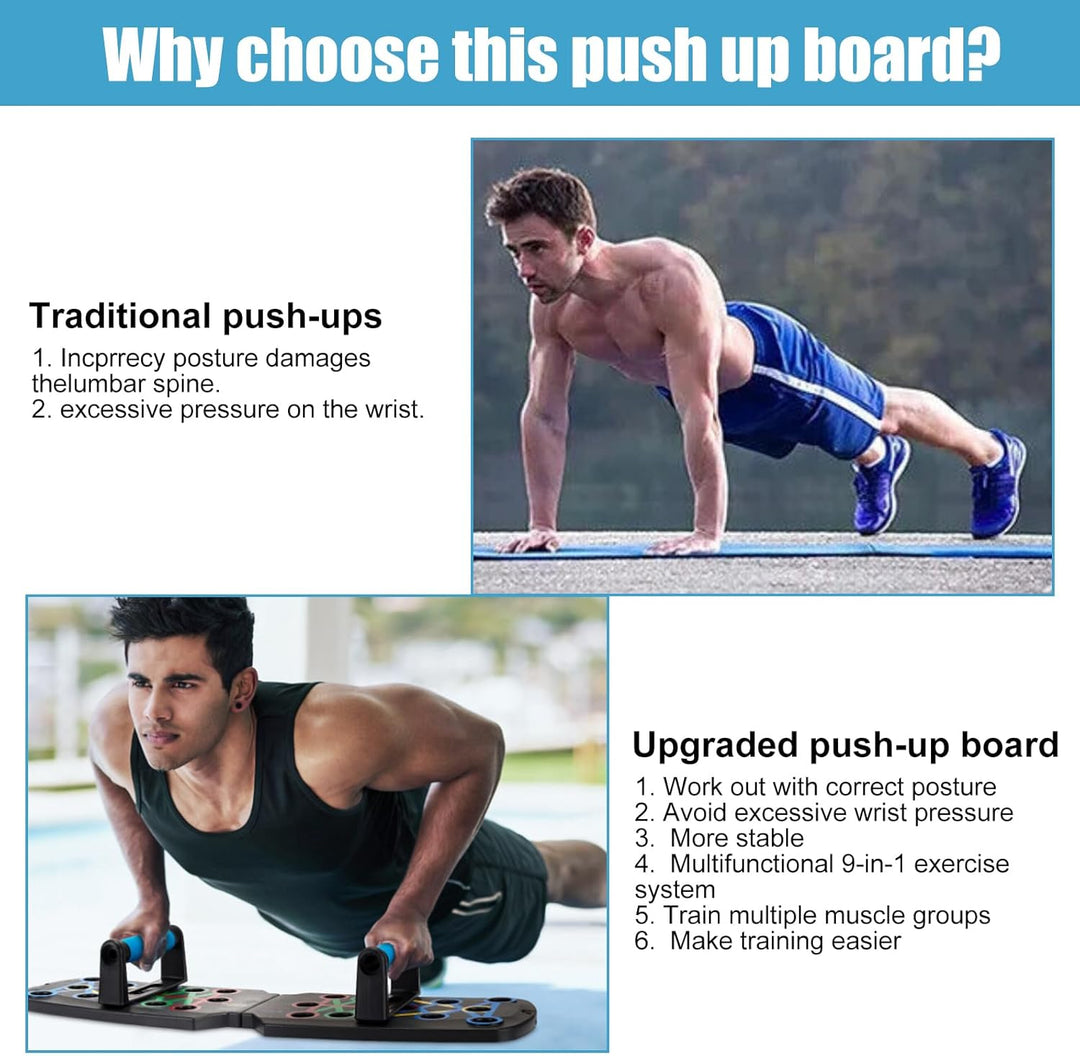 Premium Liegestützbrett Set, WIYETY Liegestütze Brett Liegestützgriffe, Push-Up Liegestütz-Brett für