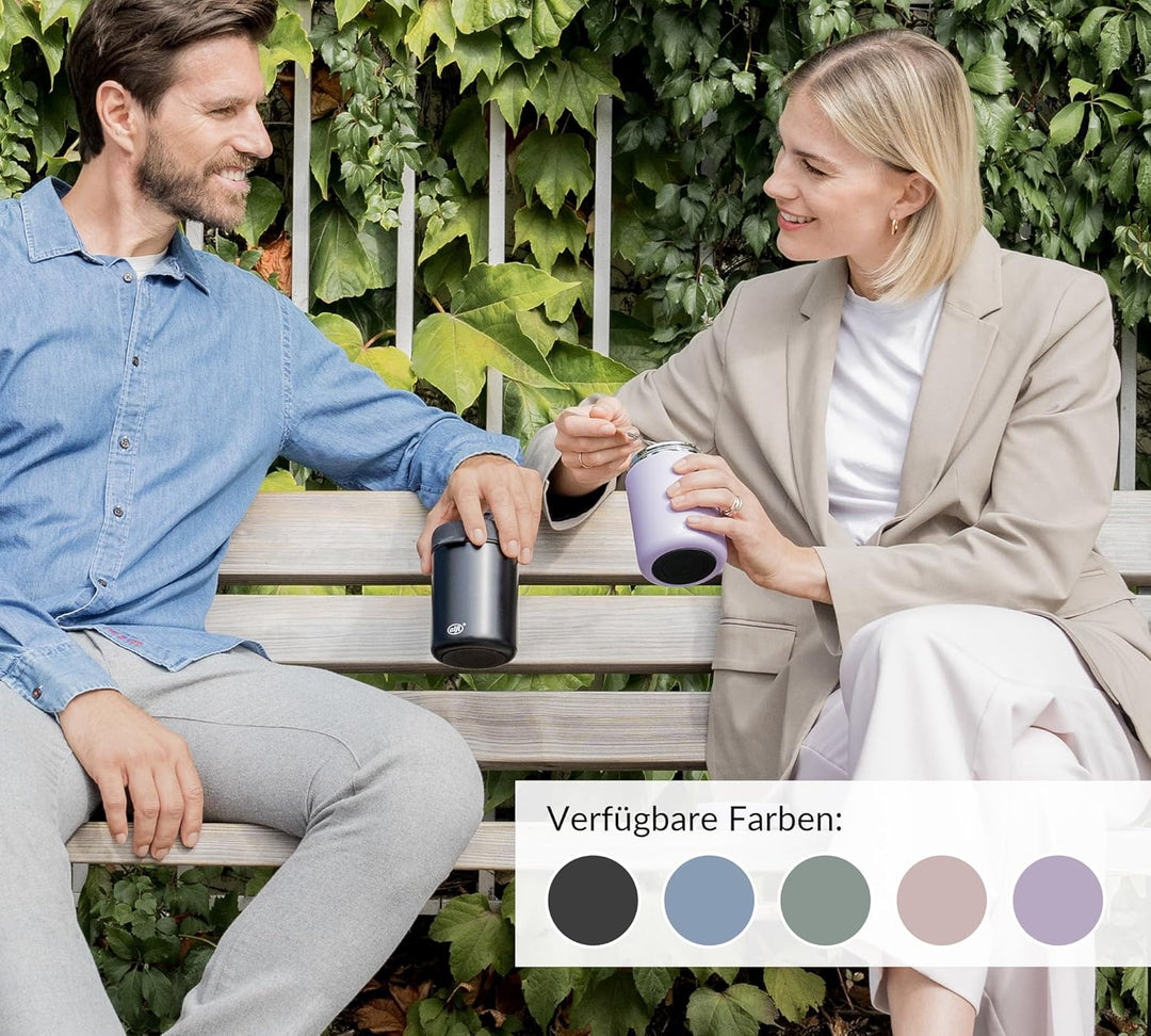 alfi ISO FOOD MUG 350ml, Schwarz, Edelstahl Thermobehälter für Essen, Isolierbehälter für Suppen, Sa