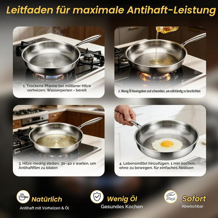 Pfanne aus reinem Titan, Pfannen aus Titan mit gehämmertem Muster zum Kochen, kratzfeste, antihaftbe