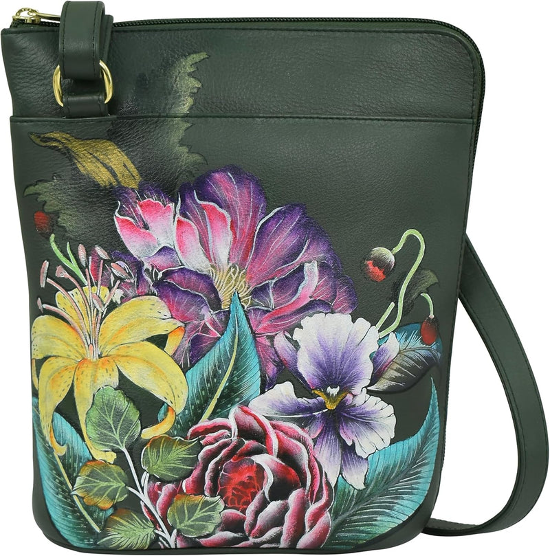 Anuschka Damen-Reiseorganizer aus echtem Leder, zweiseitiger Reissverschluss, handbemalt, Original-K