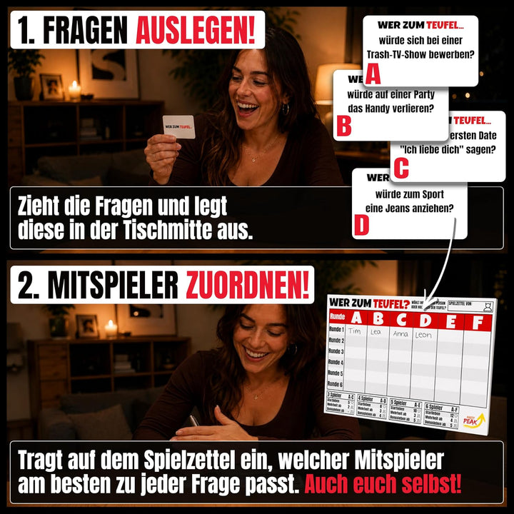Wer zum Teufel – Kooperatives Partyspiel | Wer würde eher als Teamspiel | 3-6 Spieler ab 16 Jahren |