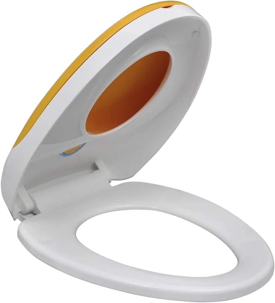 Toilettensitz mit Absenkautomatik Soft-Close Kinder und Erwachsene Weiss Gelb, WC Klo Brille aus Pol