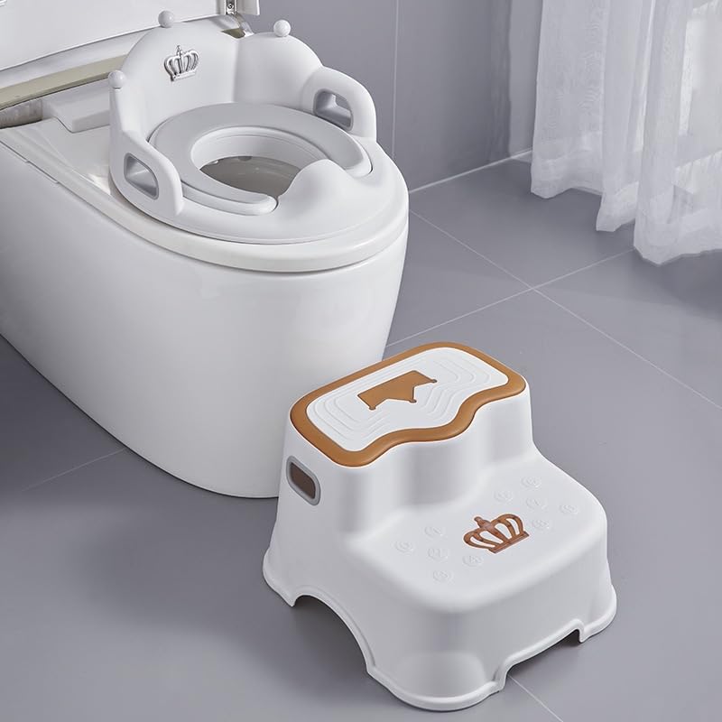 Kinder-Toilettensitz mit Rückenlehne und Griffen, hautfreundlich &amp; weich aus PP-Kunststoff, Toilette