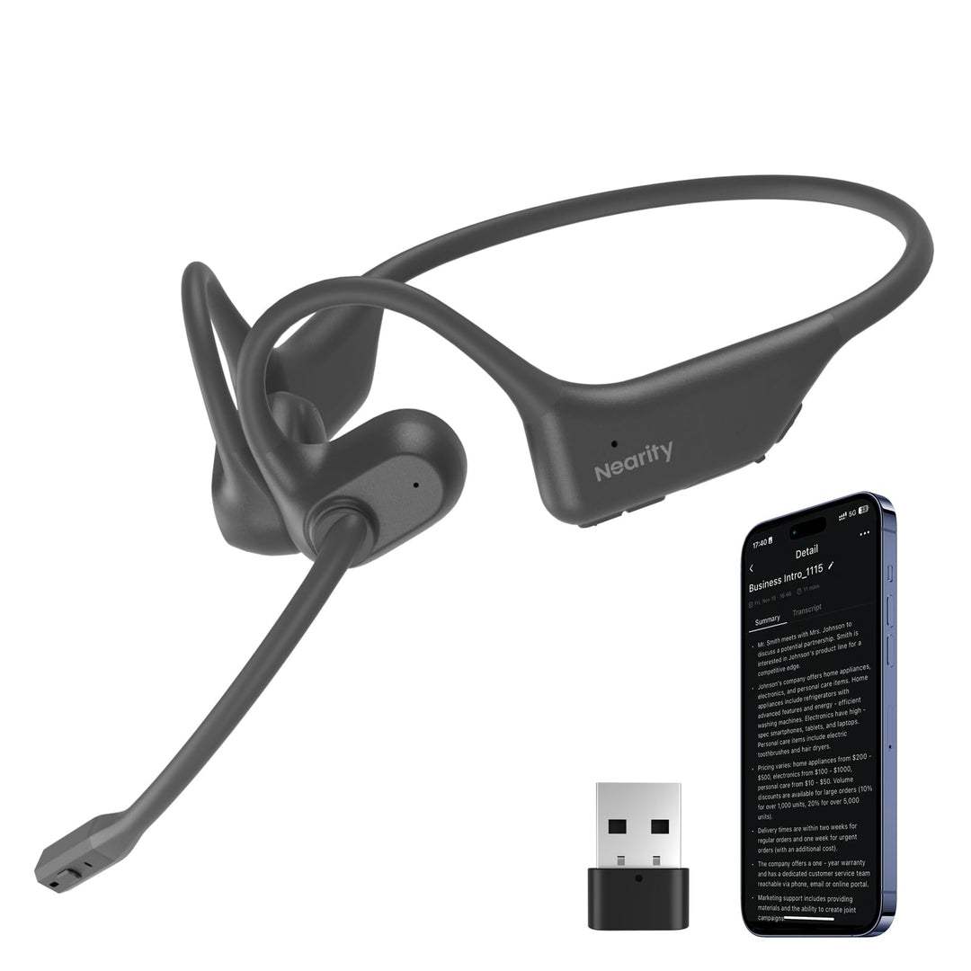 NEARITY MemPod Pro 2S, Open-Ear-Bluetooth-Kopfhörer mit Mikrofon, ChatGPT-Transkription & Zusammenfa
