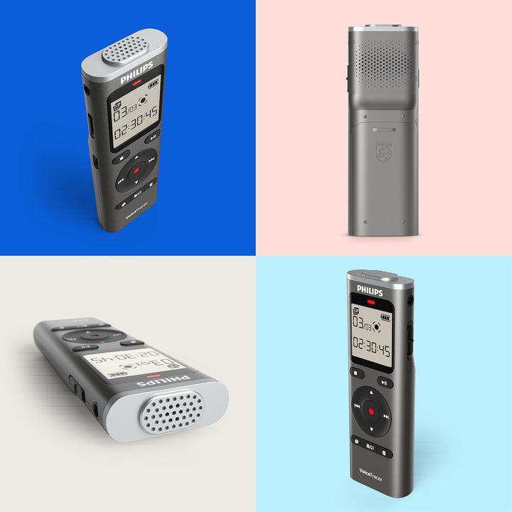 Philips DVT1170 VoiceTracer, Diktiergerät, Aufnahmegerät, 8GB, MicroSD-Steckplatz, 360°-Mikrofon