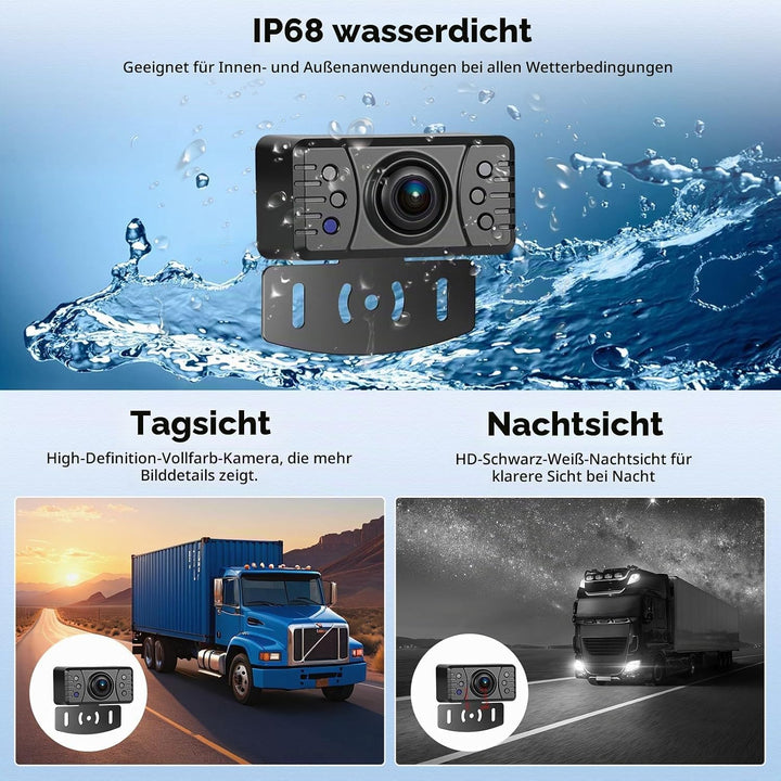 AHD Wireless Rarückfahrkamera mit 4,3 Zoll Wireless Übertragung IP68 Wasserdicht, Nachtsicht Weitwin