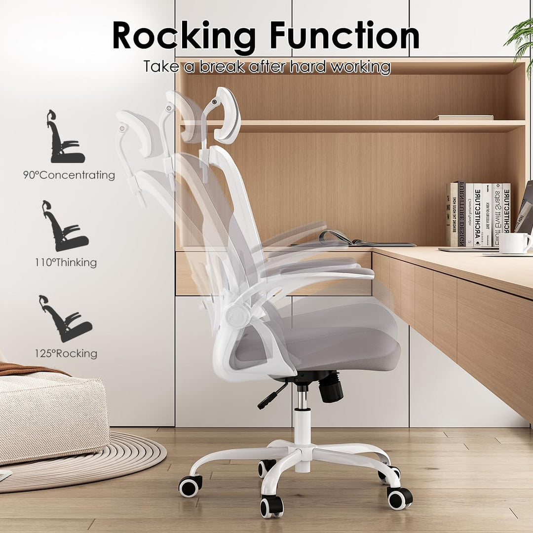 Farini Höhenverstellbar BürostuhlSchreibtischstuhl Bequem Ergonomischer Stuhl mit Kopfstütze, Home O