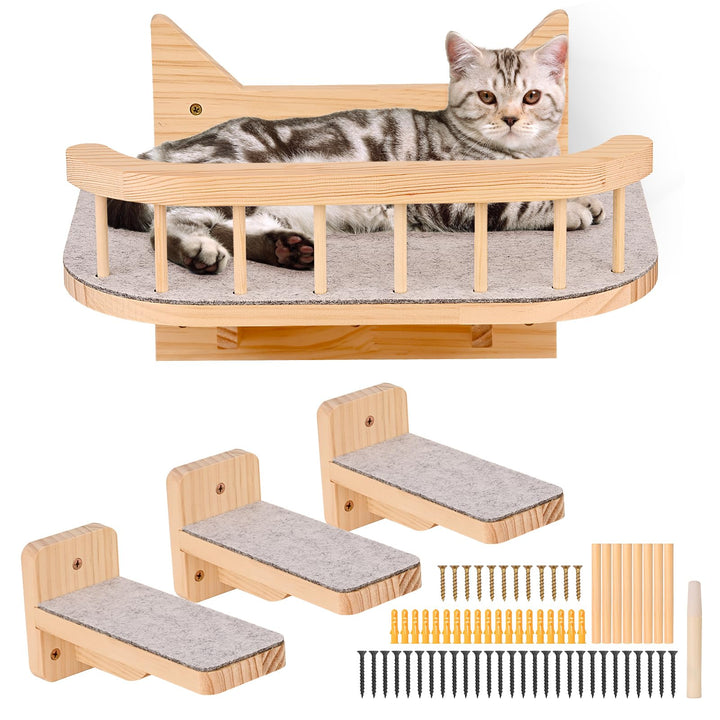 Wand montierte Katze Hängematte Katze Wandregale mit 3 Schritten, Katze Regale und Sitzstangen für W