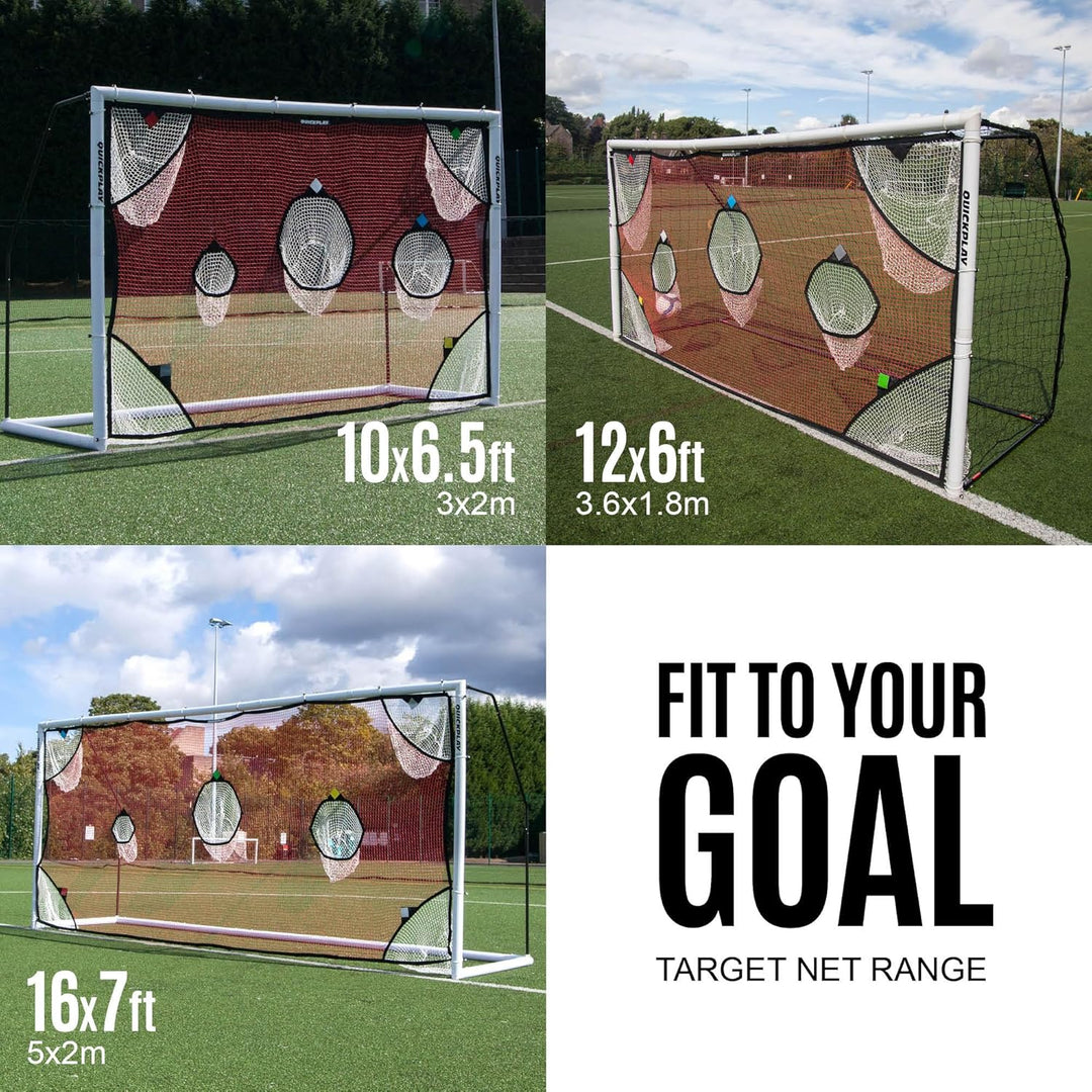QuickPlay Zielnetz für Fussballtor mit 7 Punktzonen – Übungsschiessen & Toraufnahmen – Rahmen Nicht