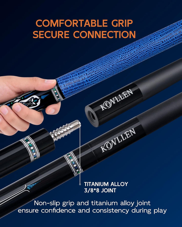 KONLLEN Billardqueue aus Carbonfaser, 147cm, professionelles Billardqueue für Erwachsene, Vollcarbon