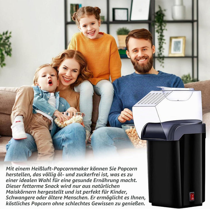 HeissLuft Popcornmaschine, 1200W Elektrische Popcorn Maker Selbstgemachte Schnelles Popcorn 2 Minute