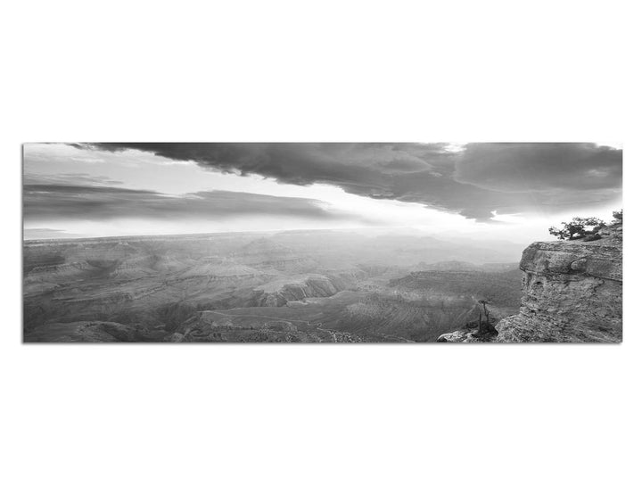 Paul Sinus Art Leinwandfoto als Panorama SCHWARZ/Weiss 120x40cm Grand Canyon Sonnenaufgang Landschaf