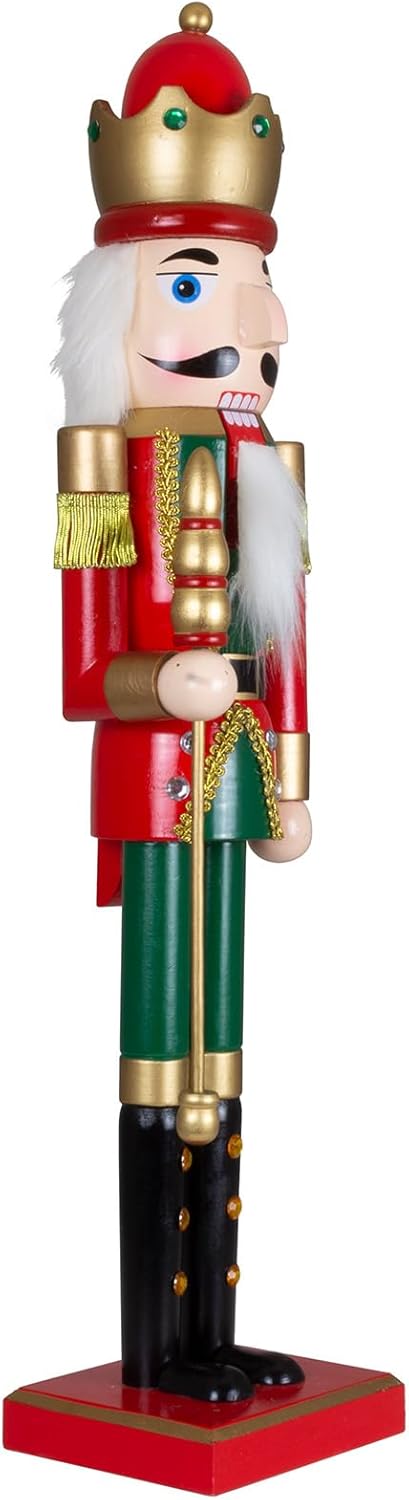 Nussknacker 60cm Dekofigur Holz König rot-grün